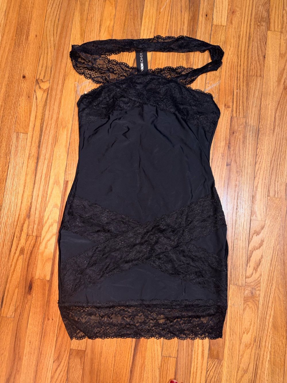 Fashion Nova Black Off-the-Shoulder Lace Bodycon Mini Dress - Picture 4 of 4